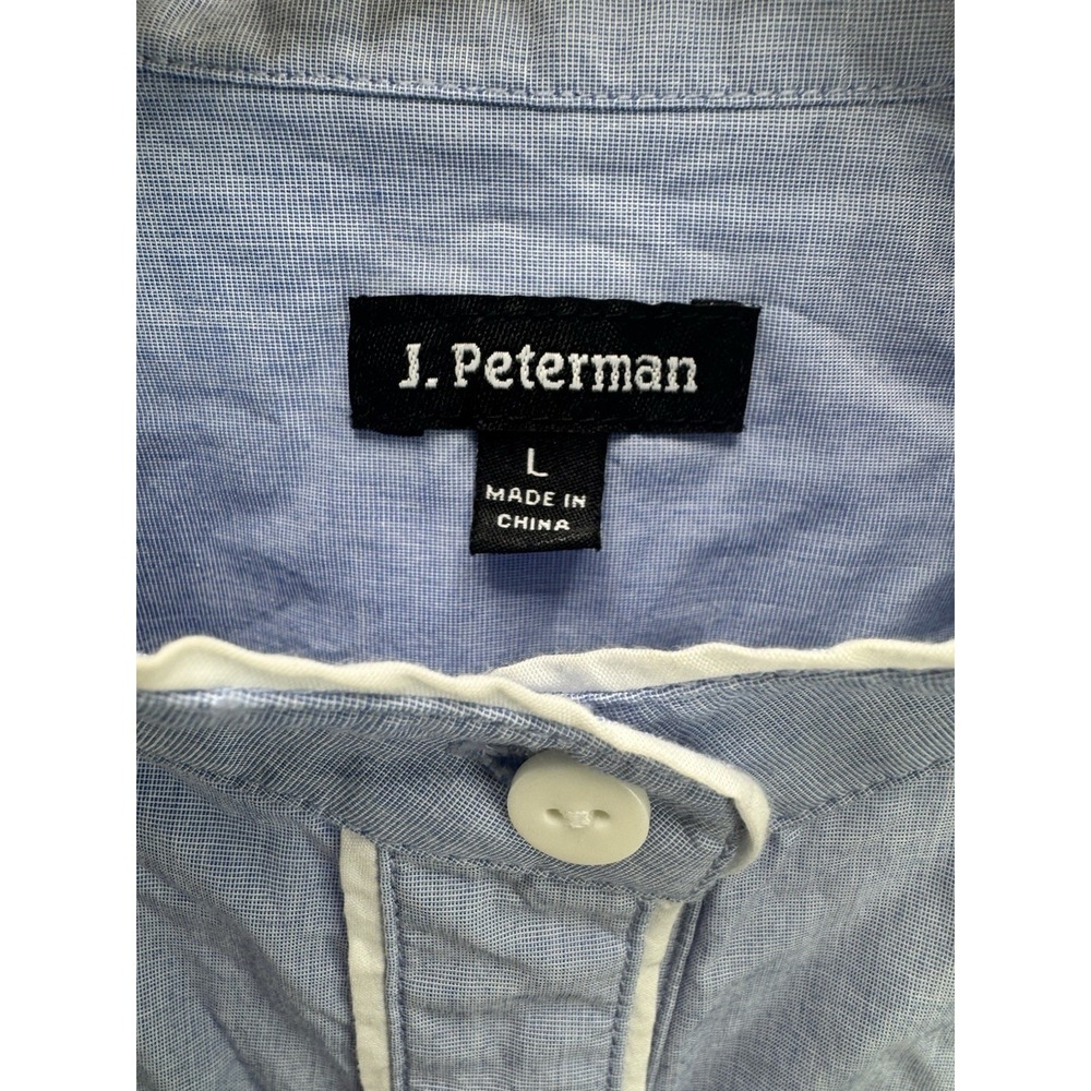 J. Peterman Women's Blue Long Sleeve Tunic Cotton Popover Top Size Large - Picture 6 of 9